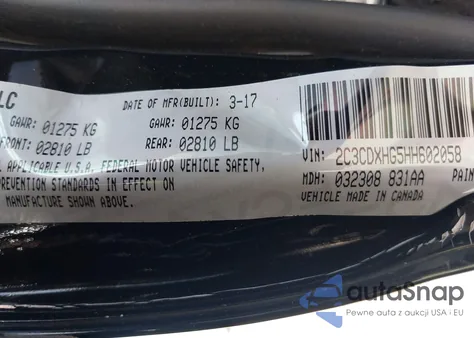 2017 Dodge Charger Sxt z USA, uszkodzony, nr VIN 2C3CDXHG5HH602058